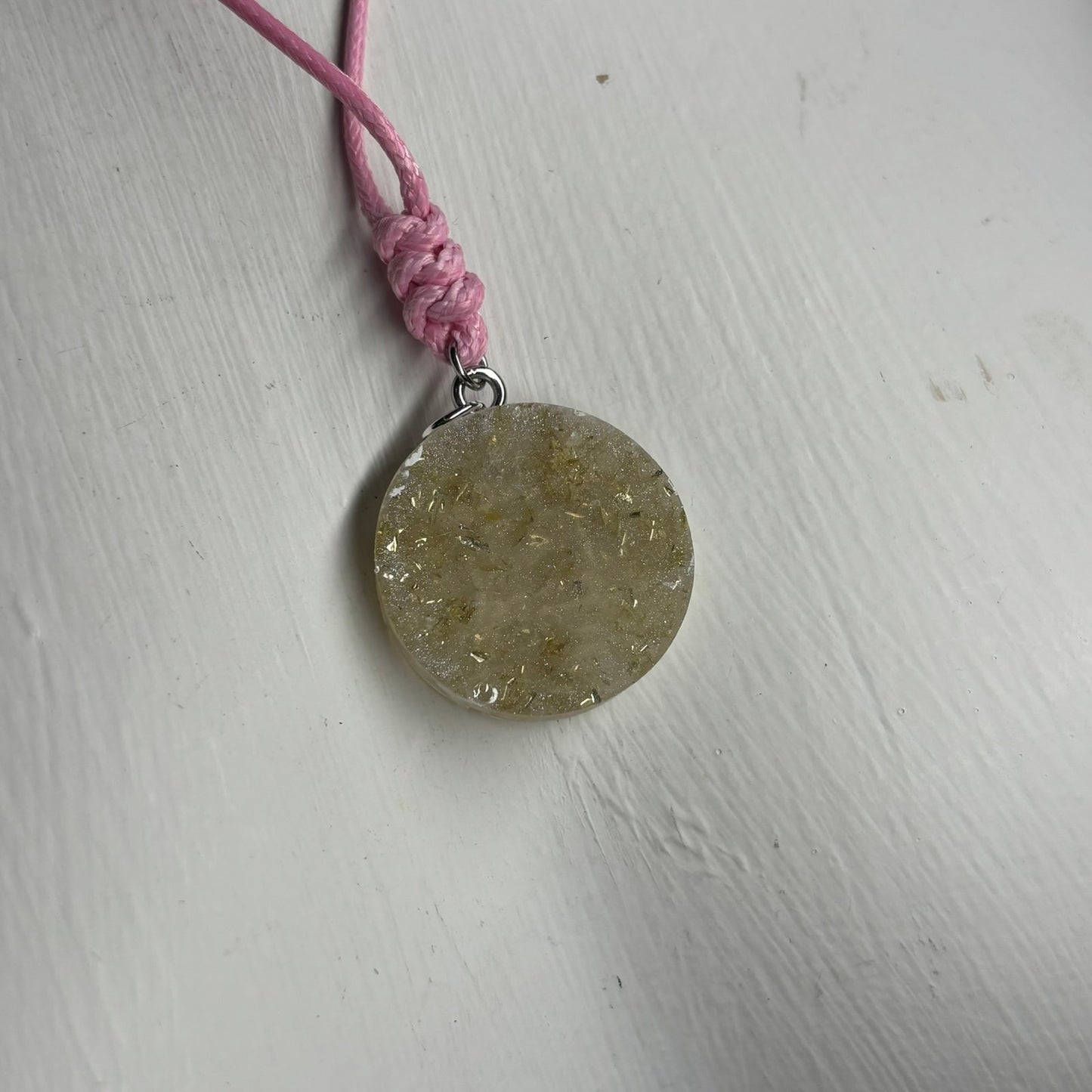 Pink Crystal Rook - Handmade Resin Chess Necklace