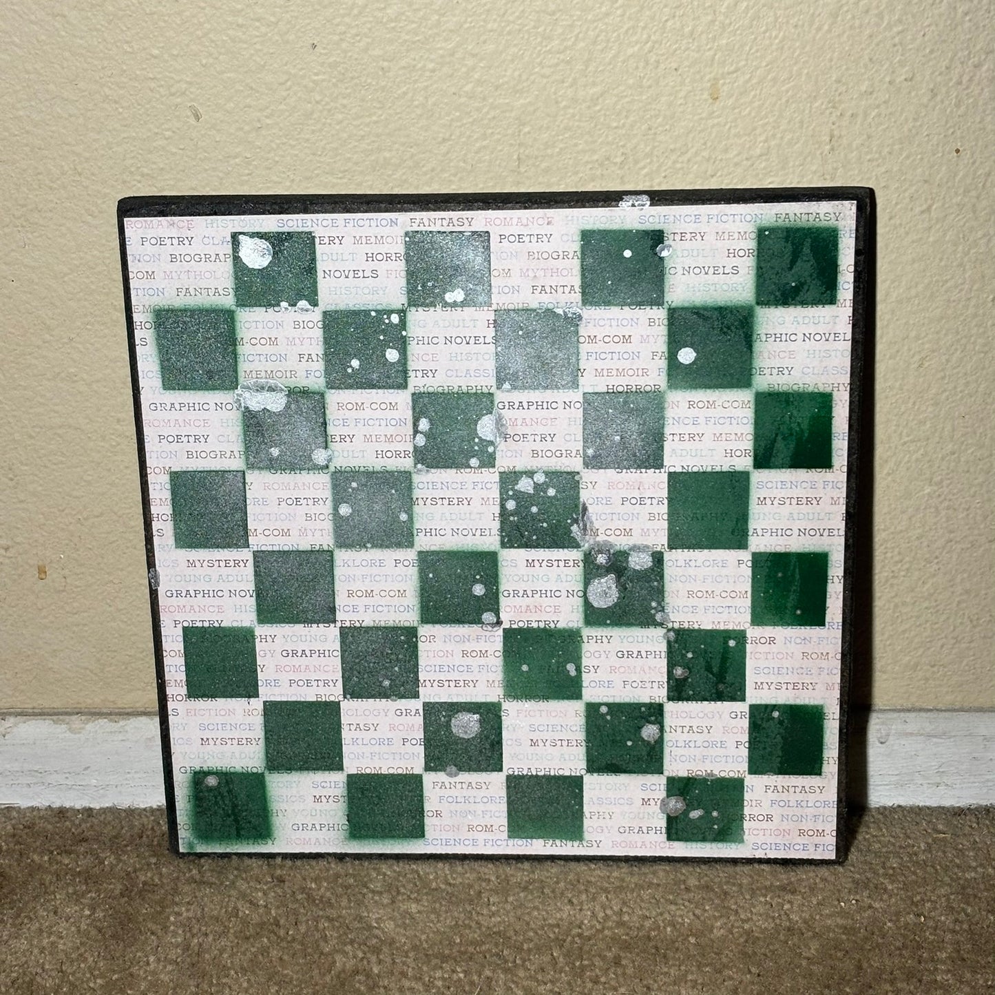 Green Wording - Scrapbook Chess Board