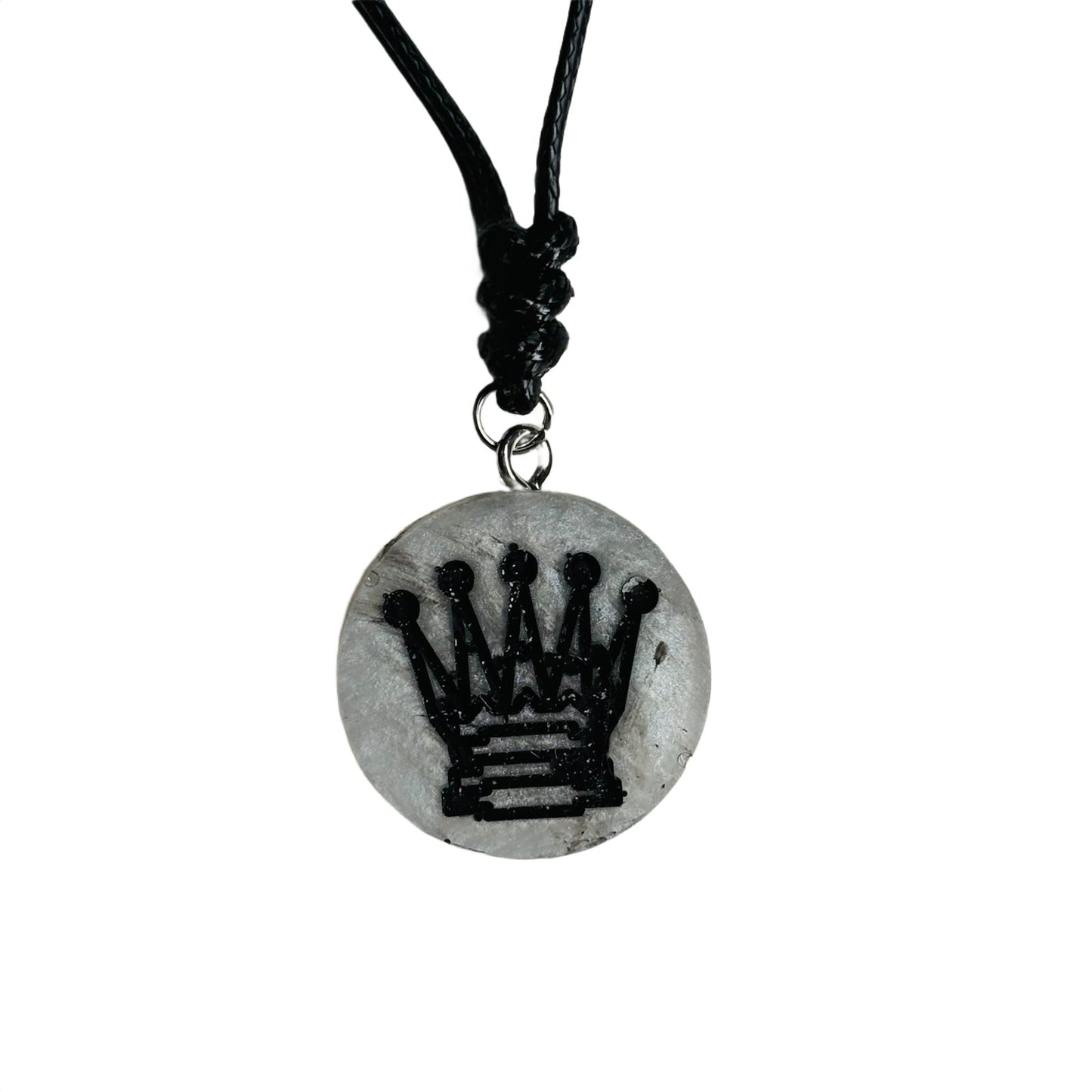 Silver Queen - Handmade Resin Chess Necklace