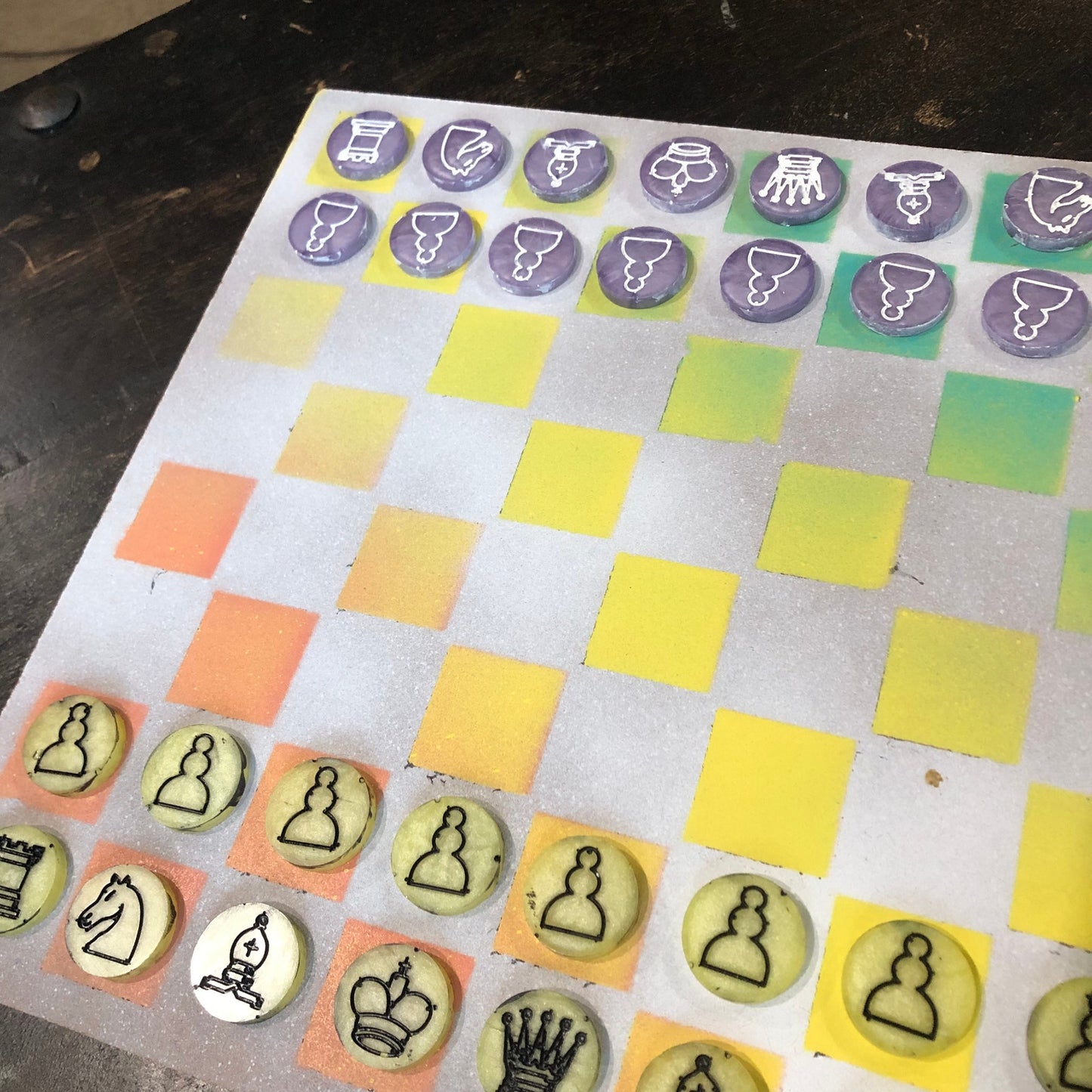 Fading Rainbow - Painted Chess Set