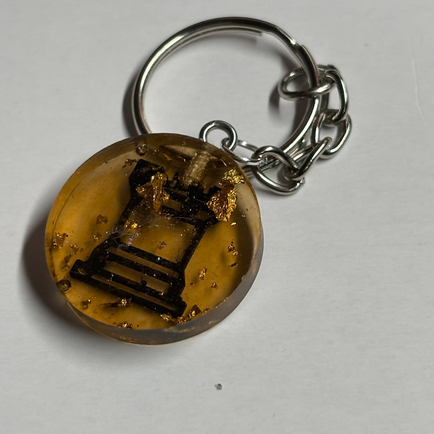 Amber Translucent Rook - Handmade Resin Keychain - Flat Edition