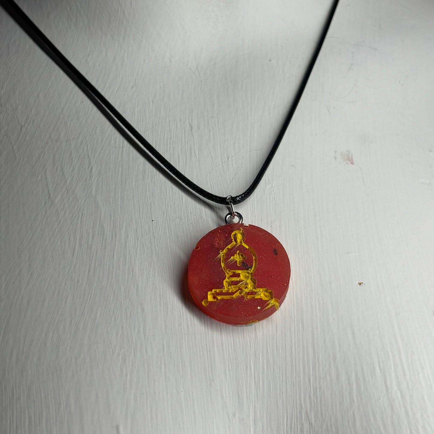 Cherry red Bishop - Handmade Resin Chess Necklace