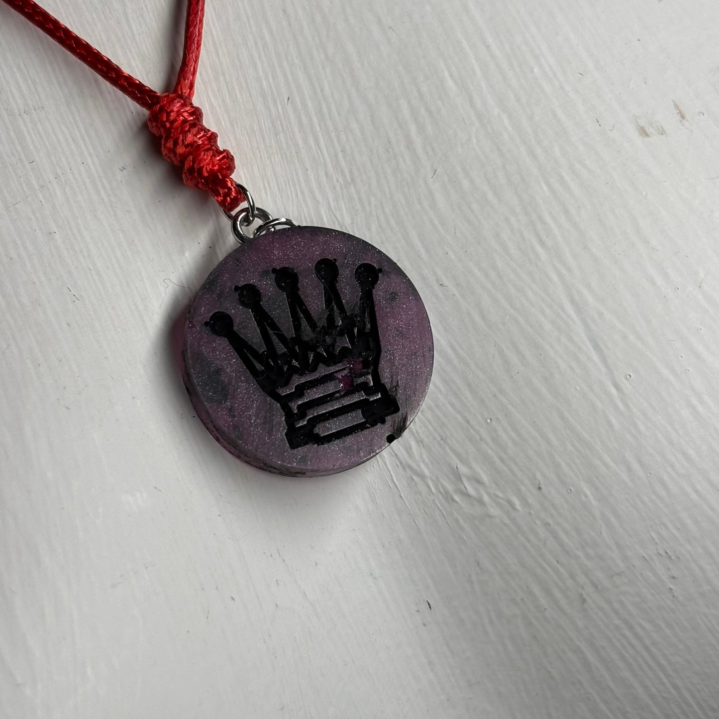 Purple Queen - Handmade Resin Chess Necklace