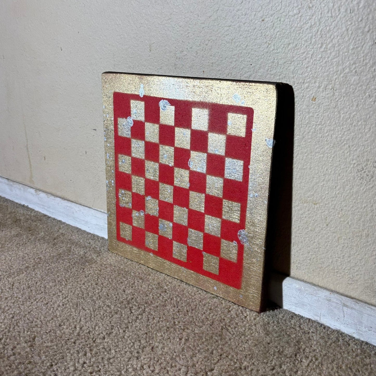 Red & Gold - Painted Chess Board