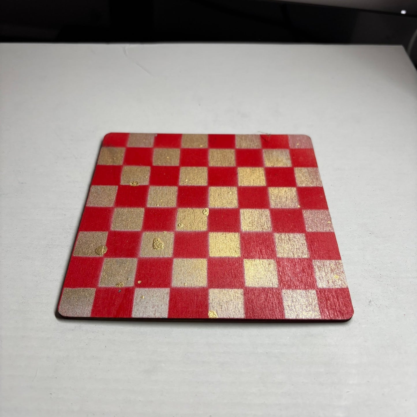 Cherry Red Golden Hue - Mini Chess Set
