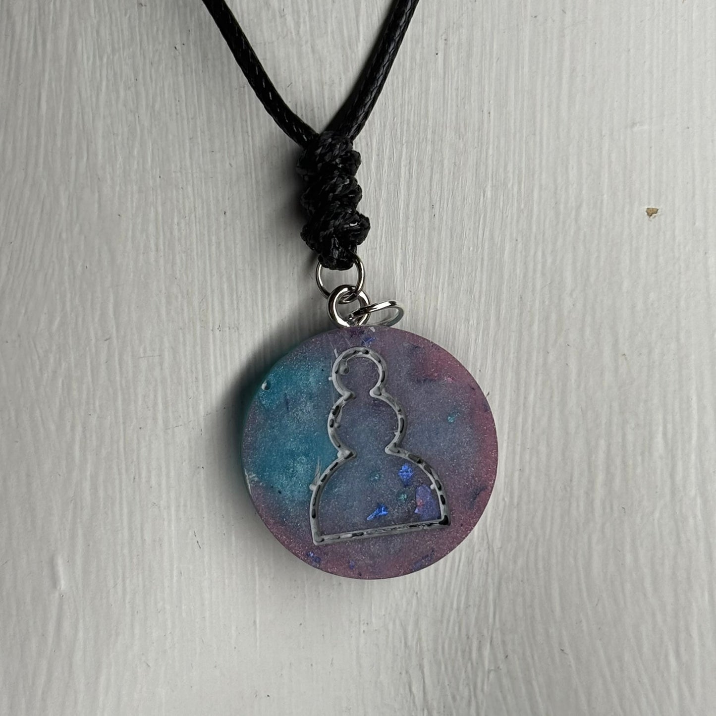 Purple & Blue Mix Pawn - Handmade Resin Chess Necklace