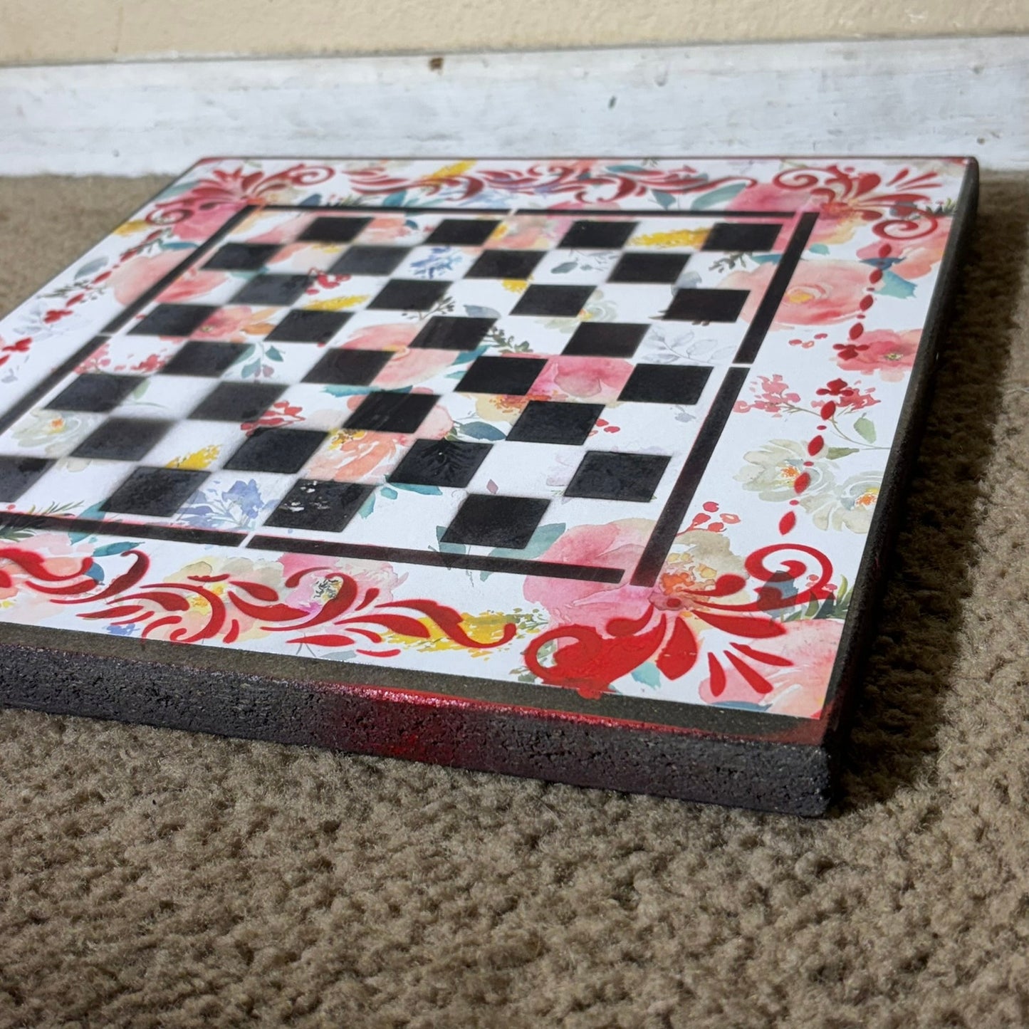 Rose Red Flowers - Scrapbook Chess Board
