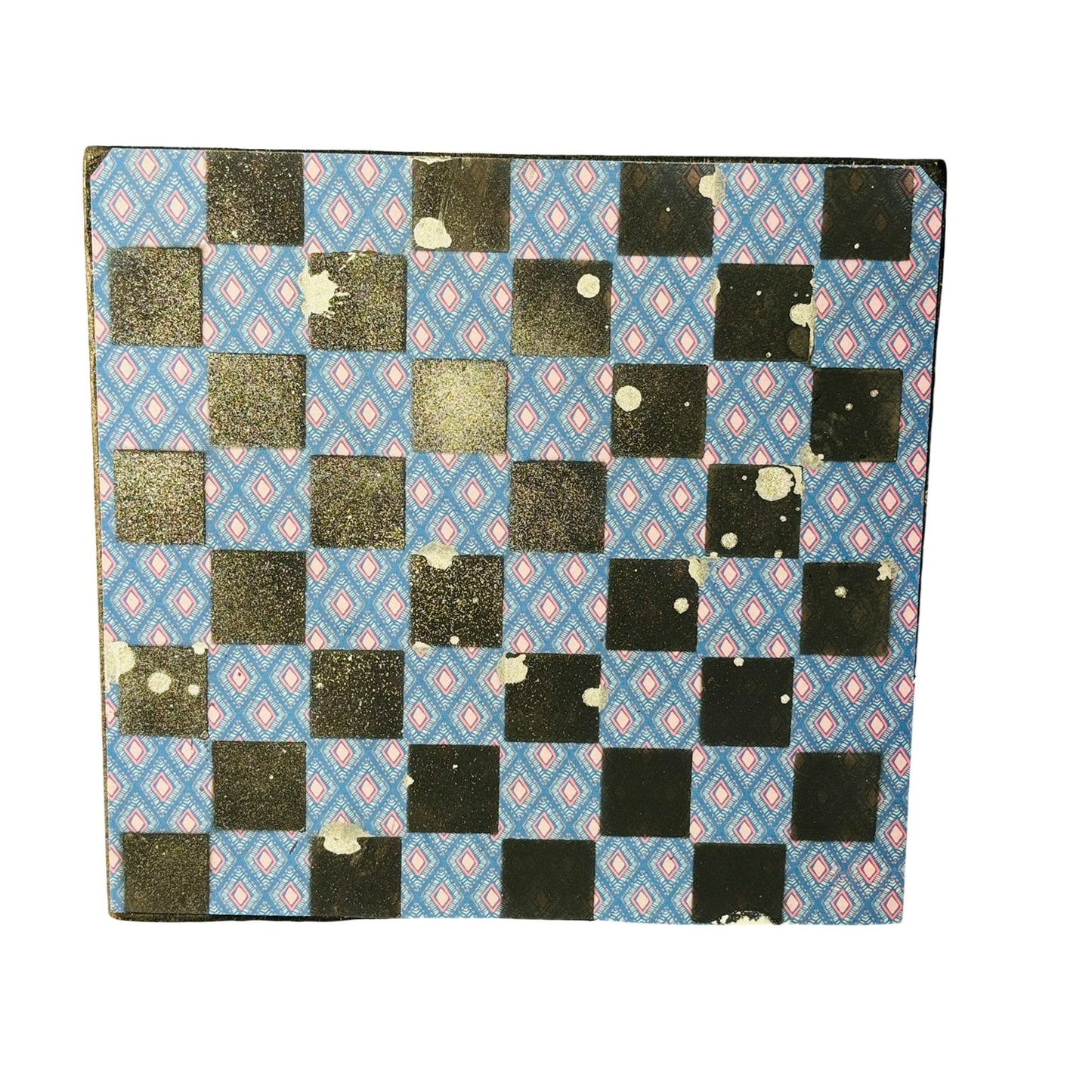 Chrome Drip Blue pattern - Scrapbook Chess Board
