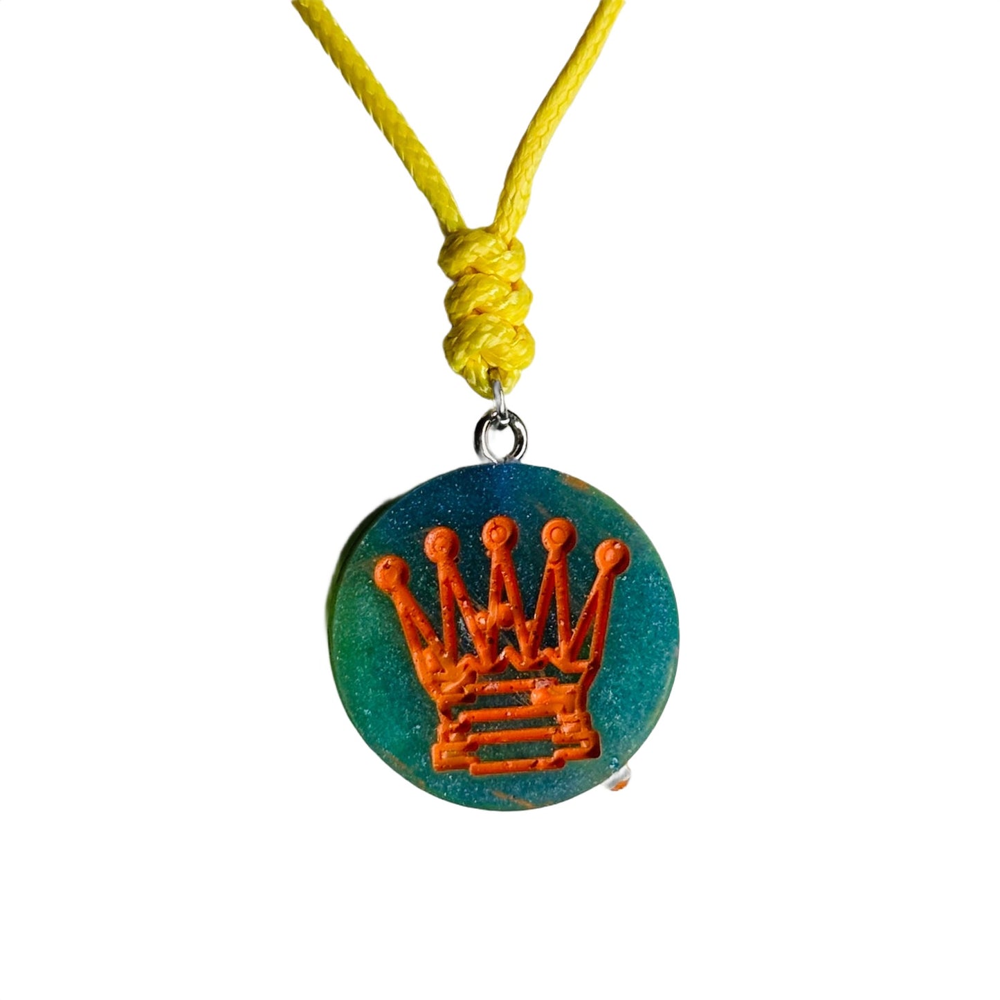 Aqua Orang Queen - Handmade Resin Chess Necklace