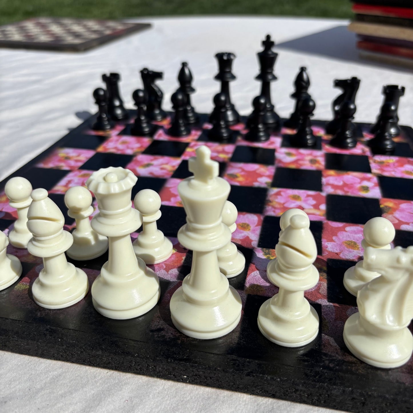 Pink Flowers - Scrapbook Chess Set