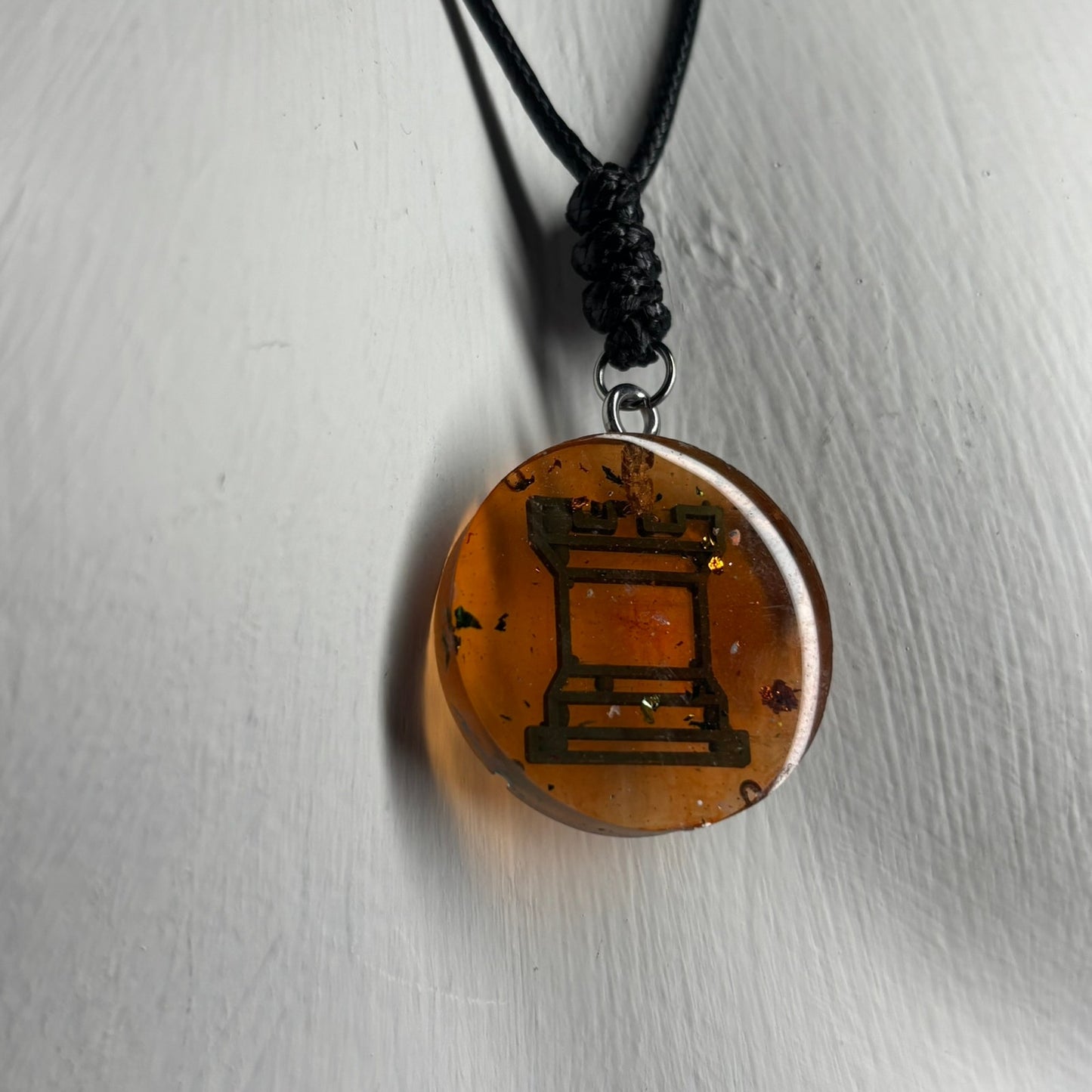 Dirty Coffee Rook - Handmade Resin Chess Necklace