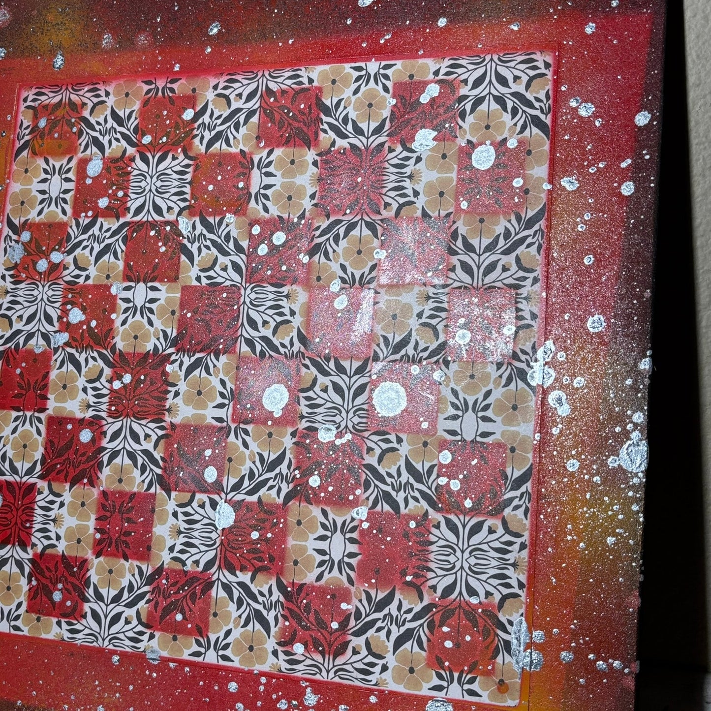 Red Yellow Chrome Drip - Large Scrapbook Chess Board