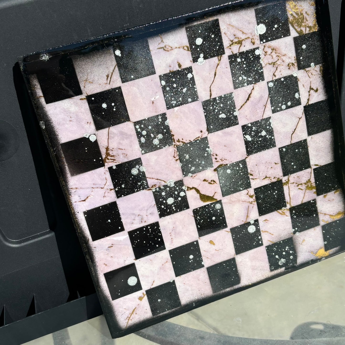Soft Pink Marble - Resin Coated Chess Board
