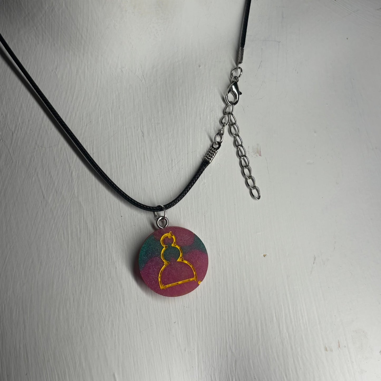 Pink Mesh Pawn - Handmade Resin Chess Necklace