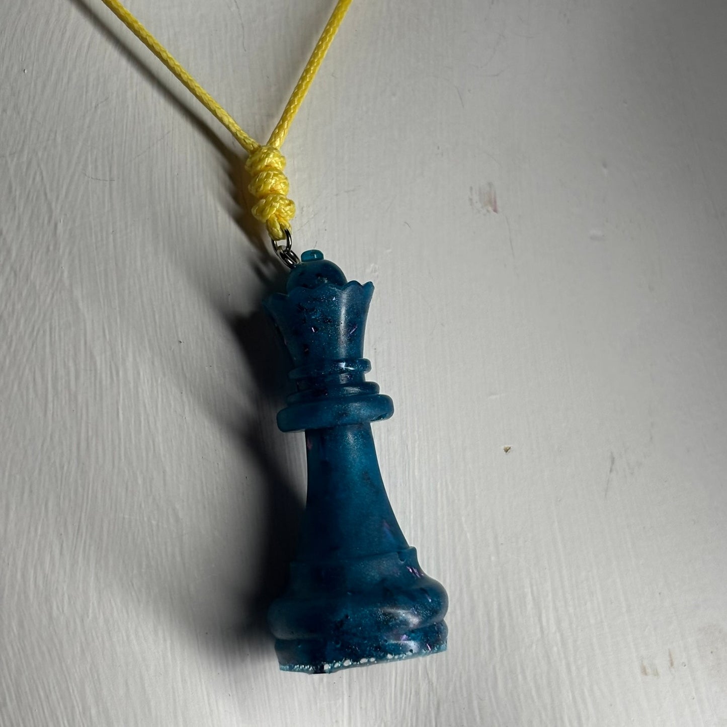 Blue Queen - Handmade Resin Chess Necklace
