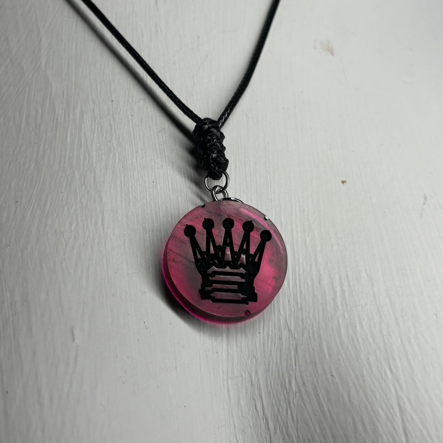 Dark Red Queen - Handmade Resin Chess Necklace