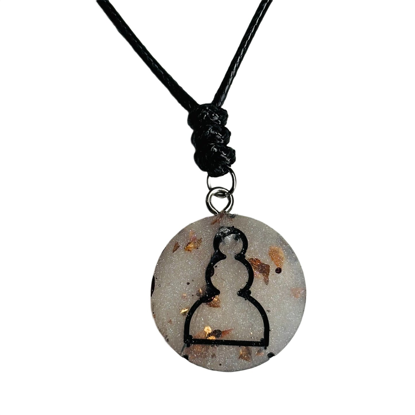 Crystal White Pawn - Handmade Resin Chess Necklace