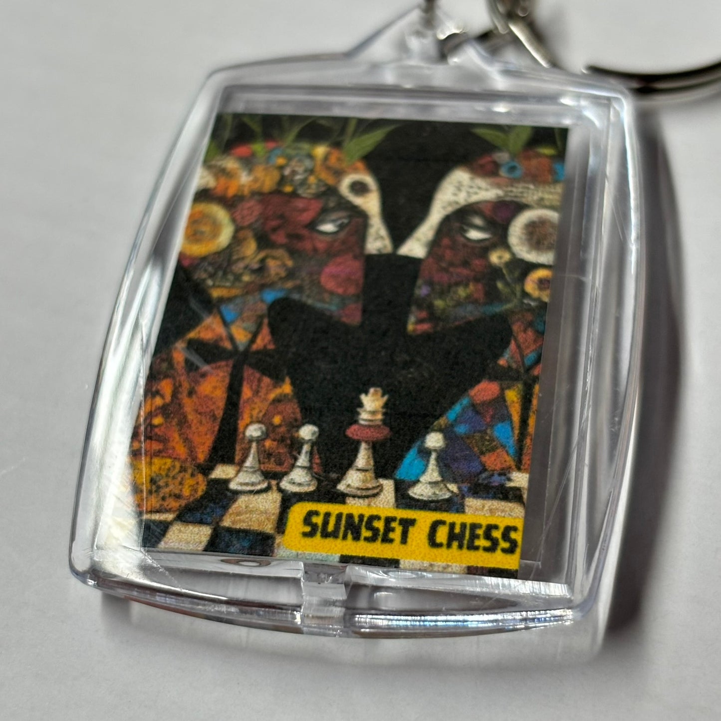 Two Thoughts At Work - Sunset Chess Photo Keychain