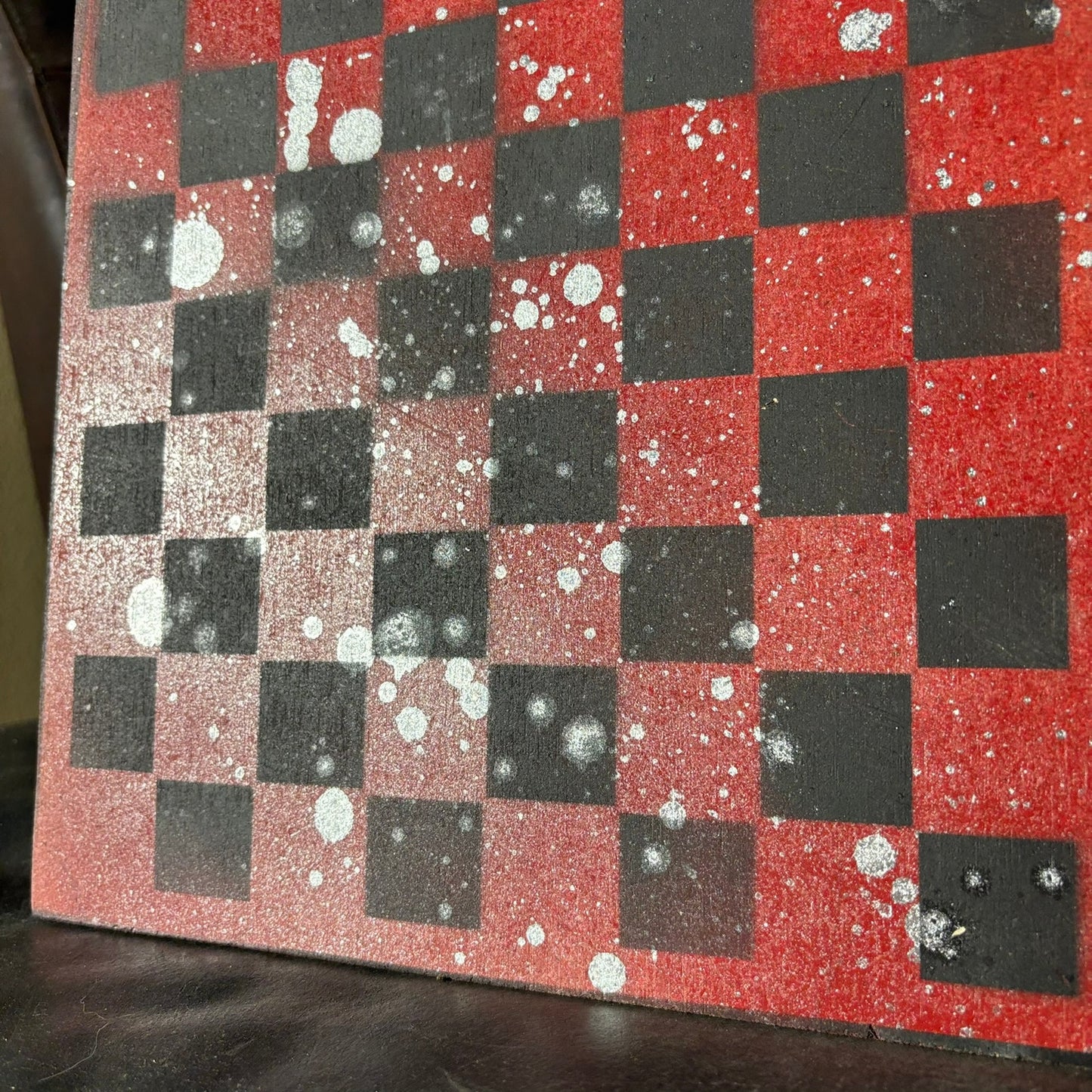 Red Splash - Painted Chess Board