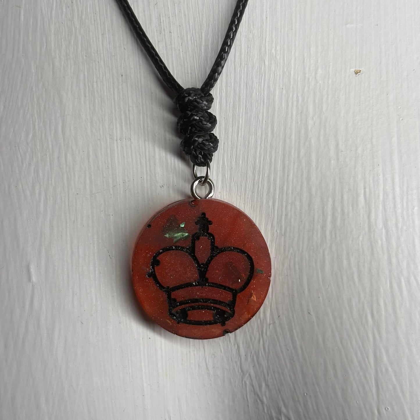 Dark Red King - Handmade Resin Chess Necklace