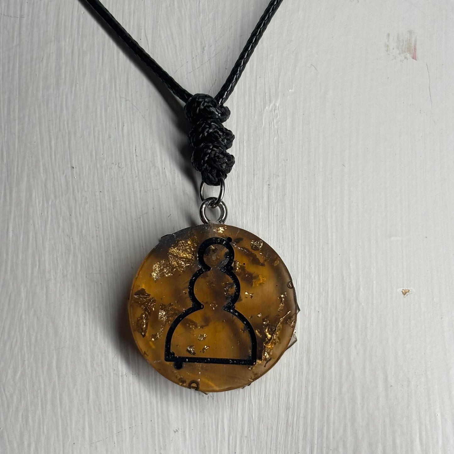 Dark Amber Pawn - Handmade Resin Chess Necklace