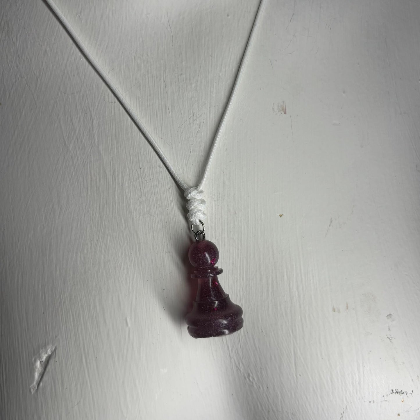 Dark Purple Pawn - Handmade Resin Chess Necklace