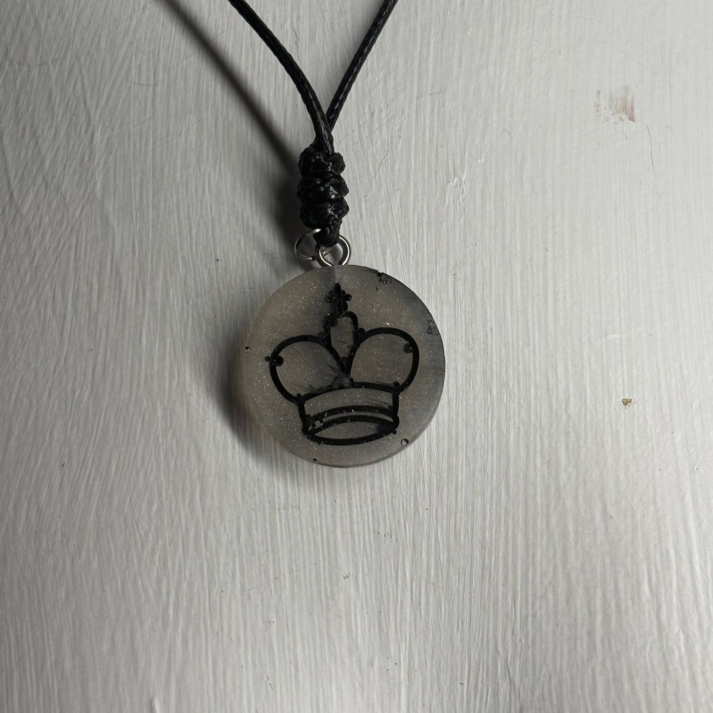 Silver King - Handmade Resin Chess Necklace
