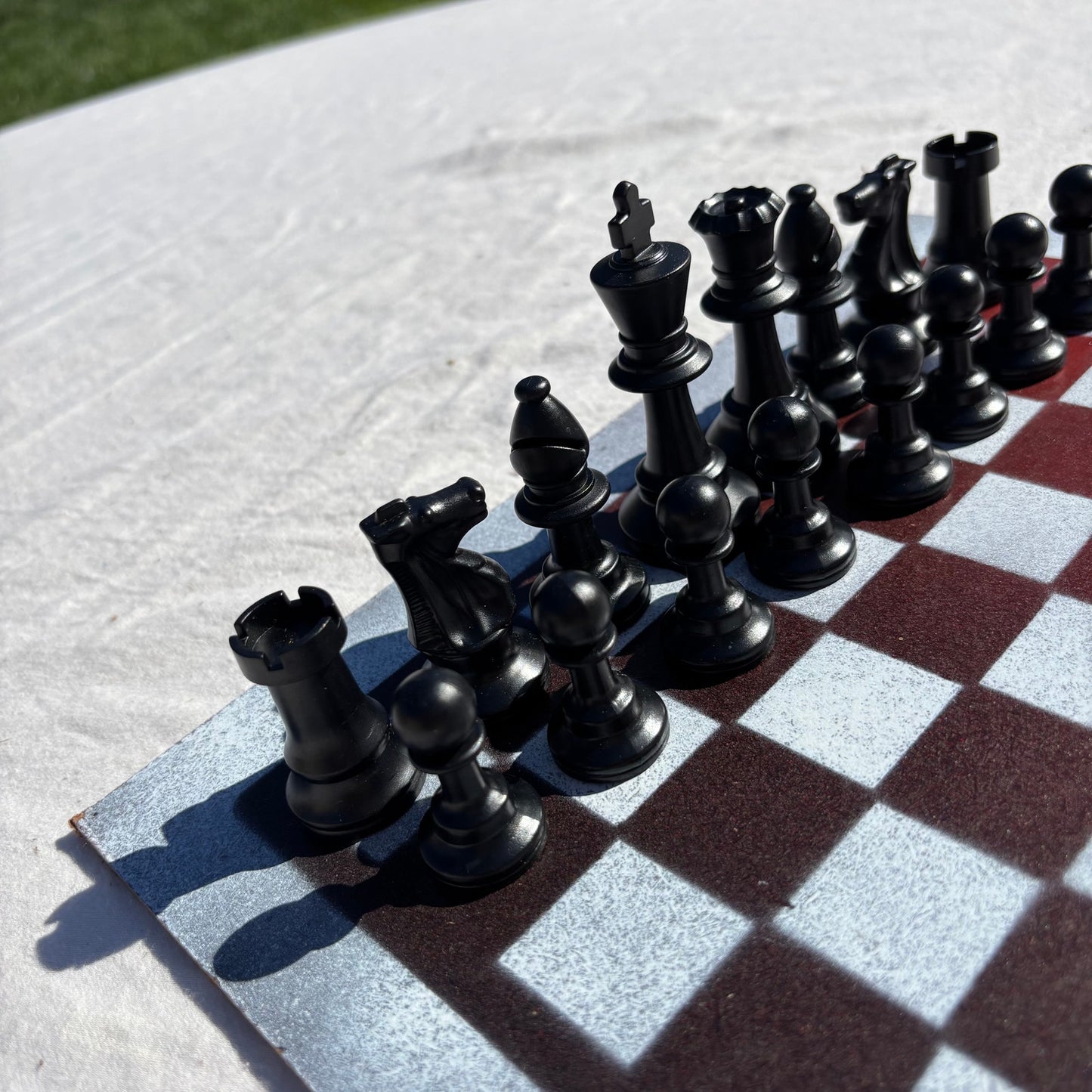 Red & White - Painted Chess Set