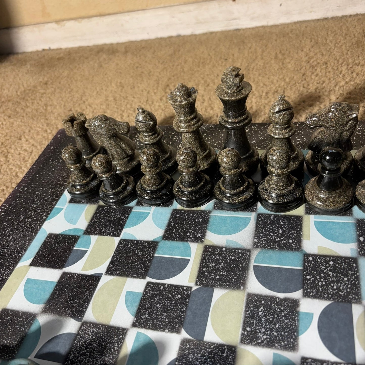 Vintage Blue - Large Deluxe Chess Set
