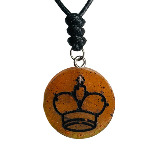 Spotted Orange King - Handmade Resin Chess Necklace