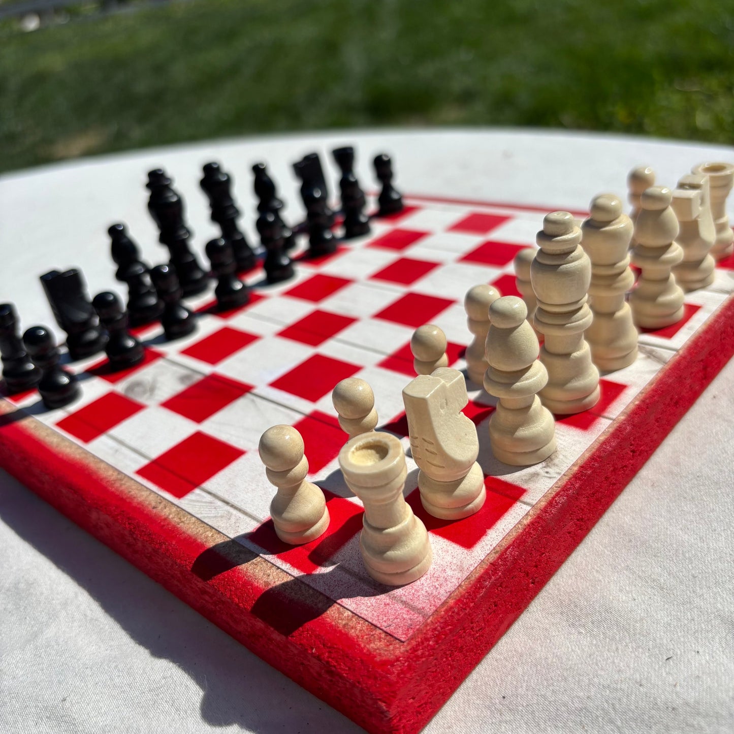 Wood Print Red - Scrapbook Chess Set