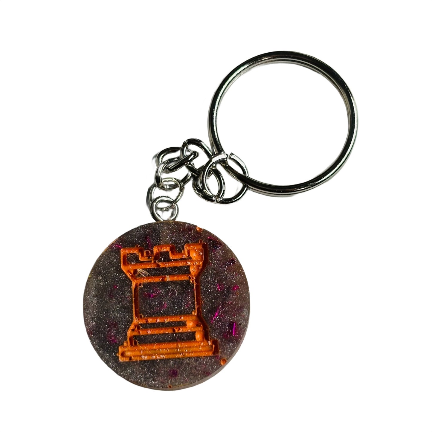 Purple Orange Rook - Handmade Resin Keychain