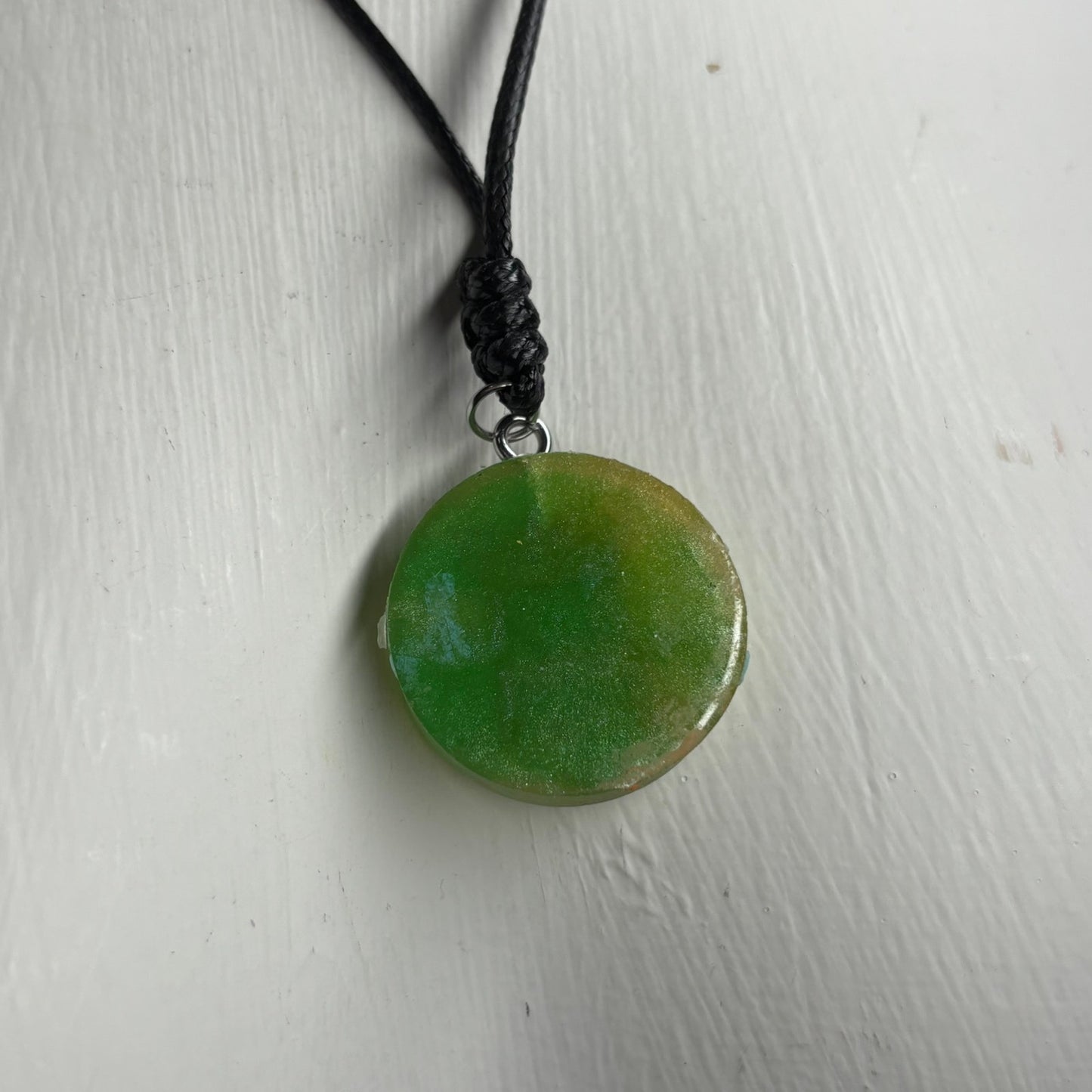 Green & Orange Rook - Handmade Resin Chess Necklace