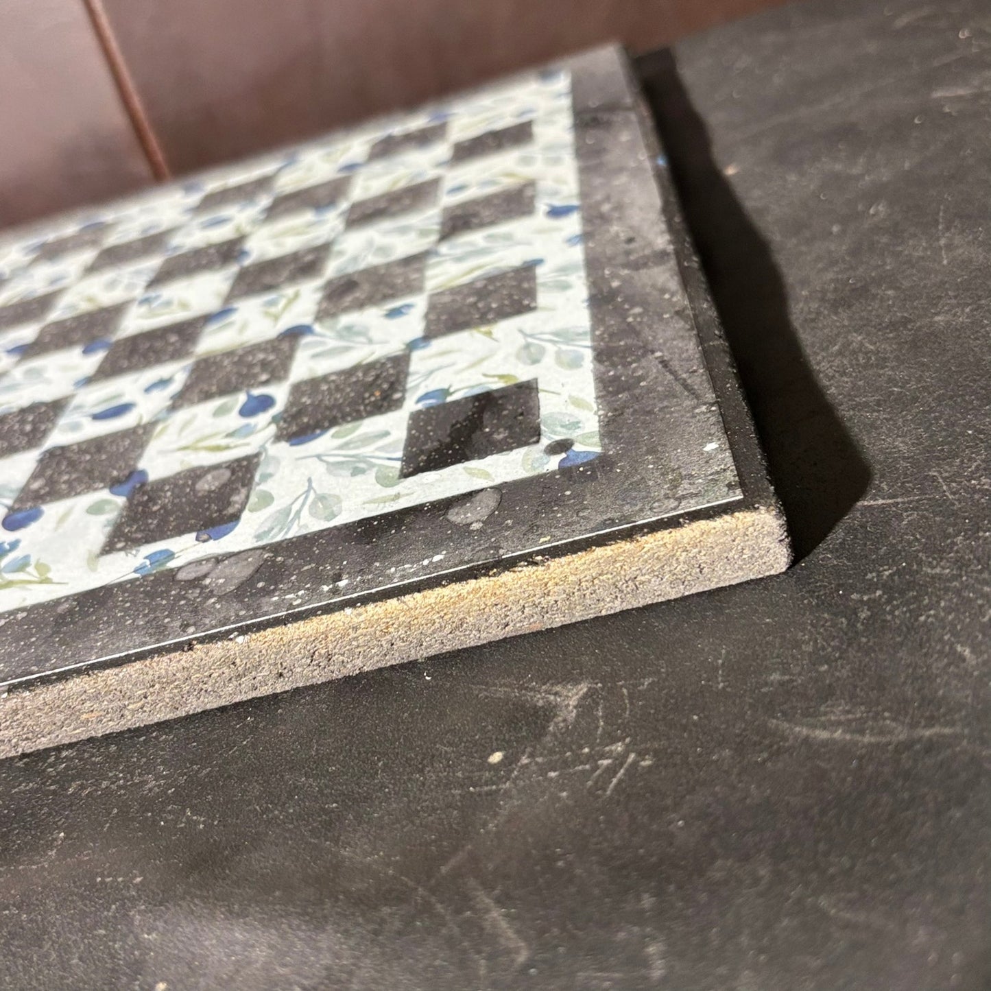 Blue Flowers - Scrapbook Chess Board