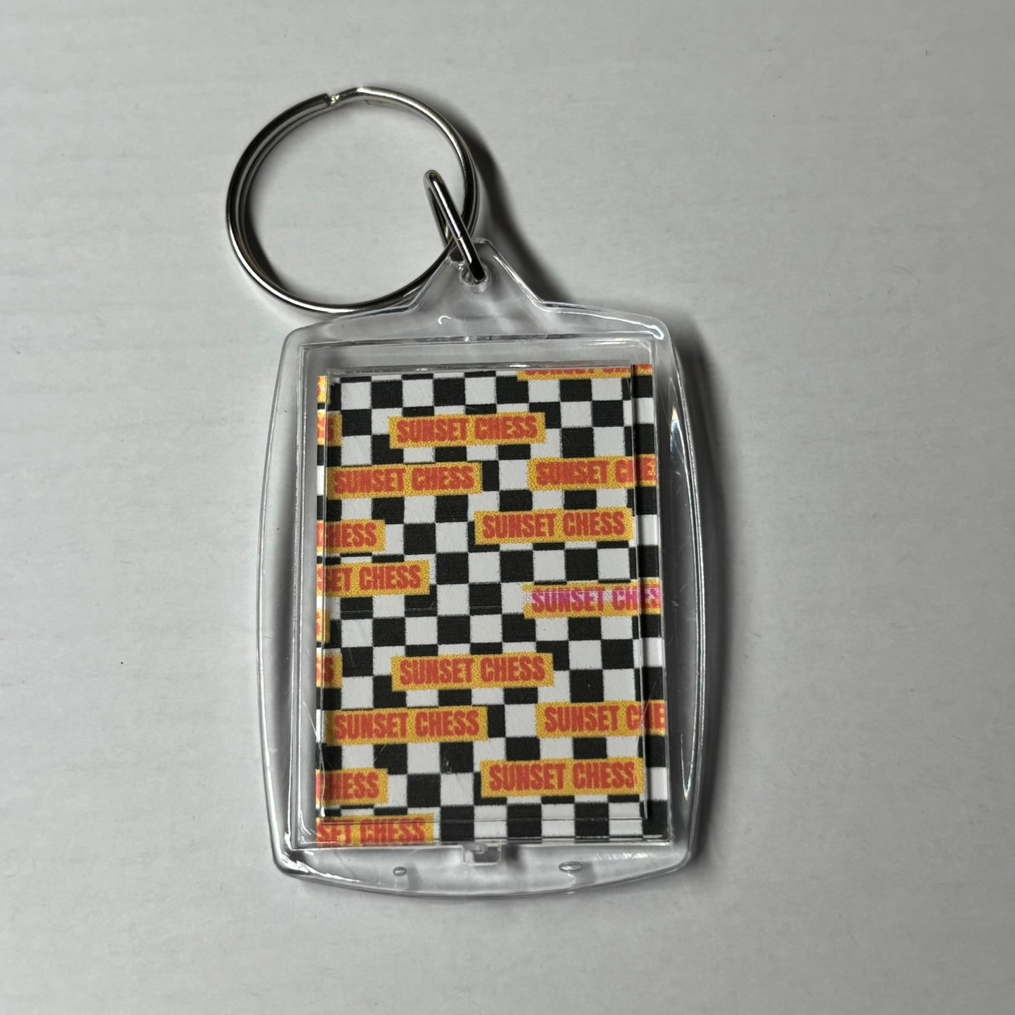 Flies At Work - Sunset Chess Photo Keychain