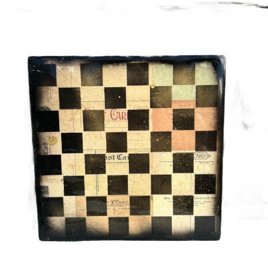 Vintage Collage - Resin Coated Chess Board