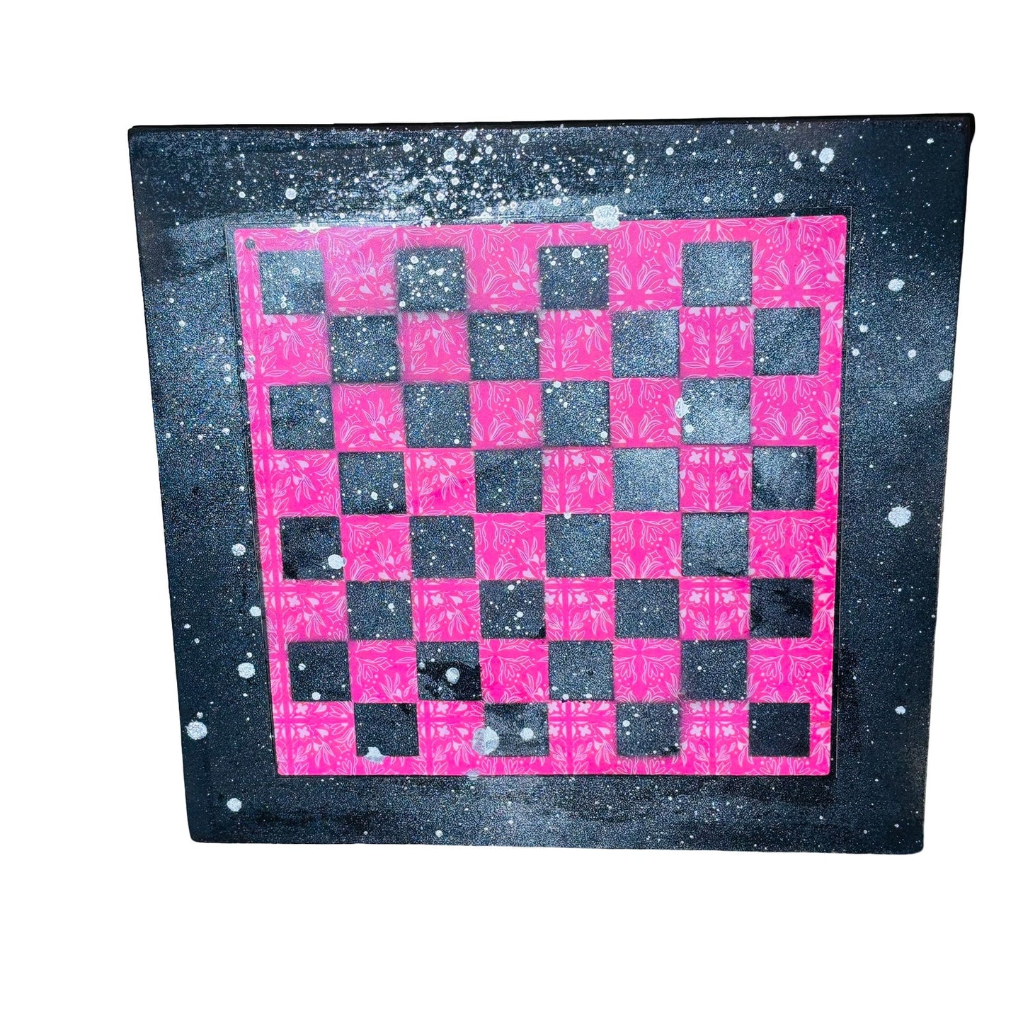 Hot Pink Flower - Large Scrapbook Chess Board