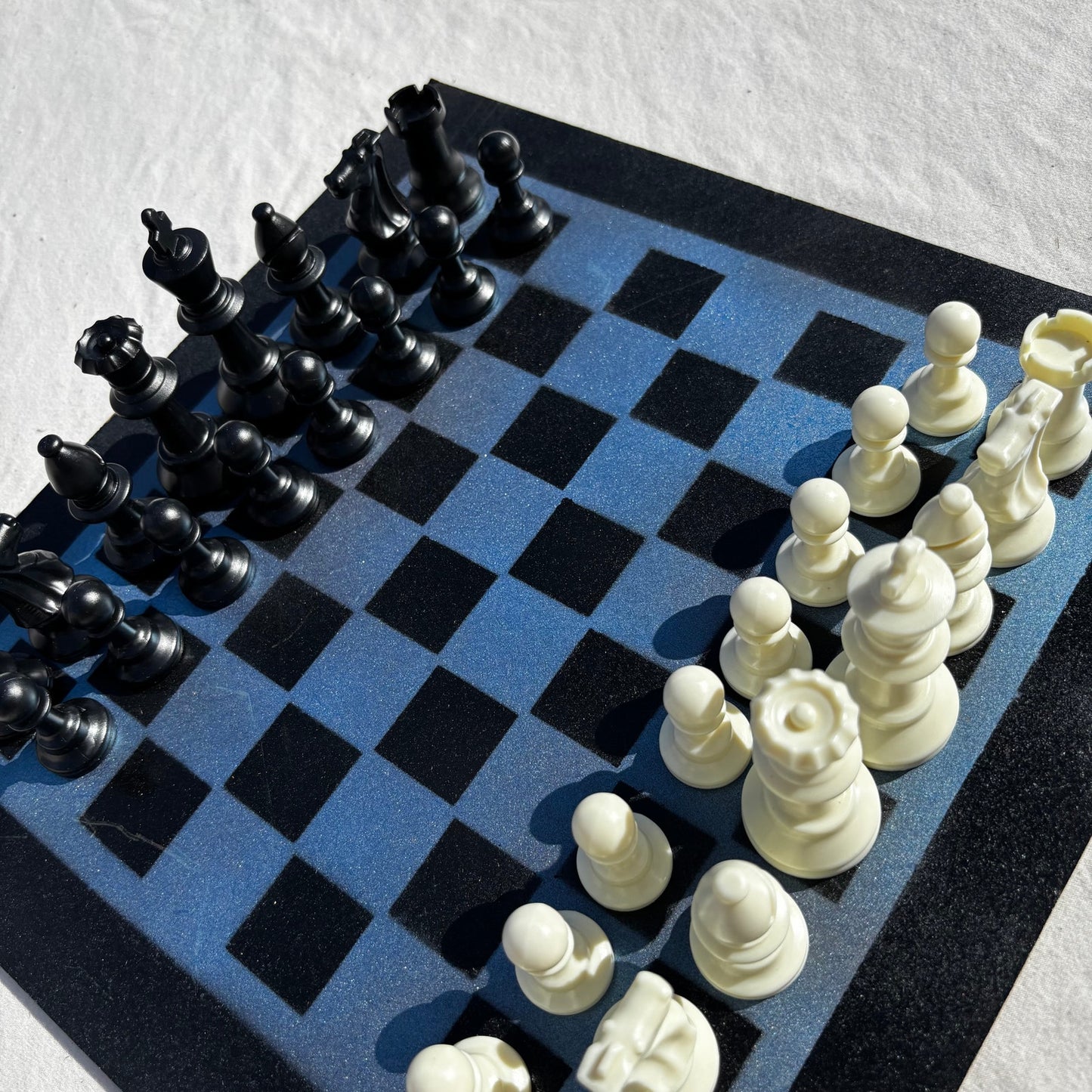 Metallic Blue - Painted Chess Set