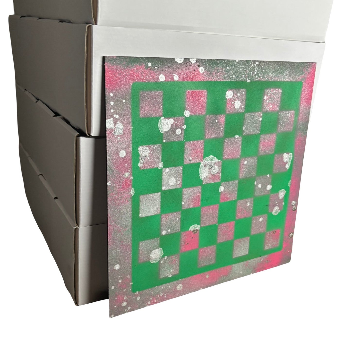 Chrome Pink & Green - Painted Chess Board