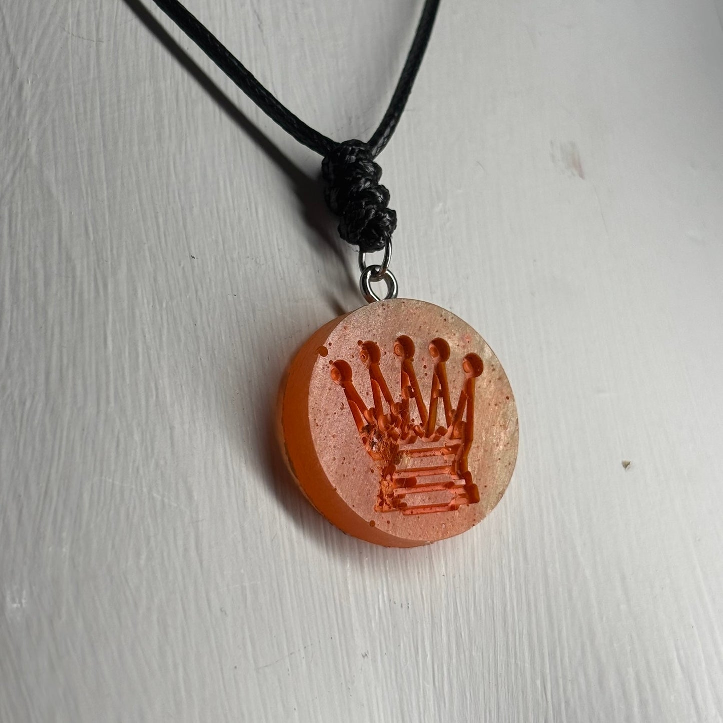 Sunset Orange Queen - Handmade Resin Chess Necklace
