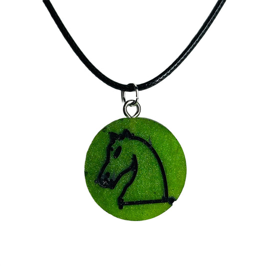 Green Knight - Handmade Resin Chess Necklace
