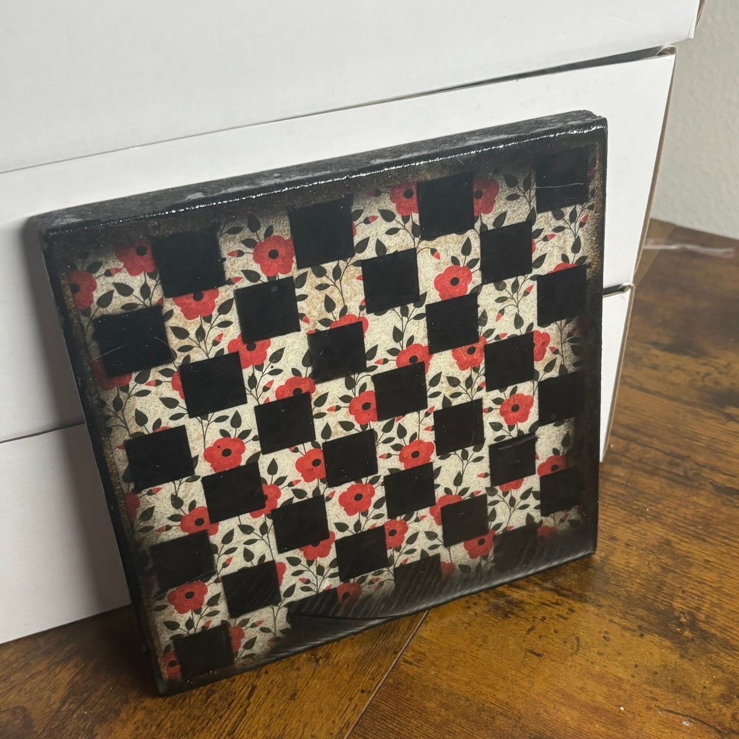 Fancy Flowers - Resin Coated Chess Board