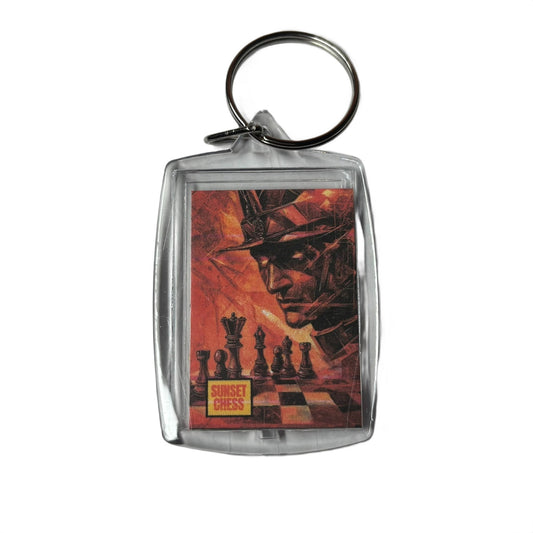 Red Samurai - Sunset Chess Photo Keychain
