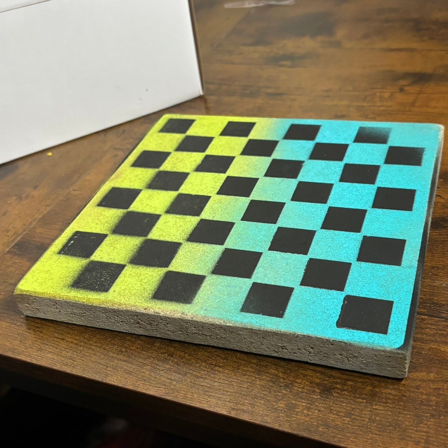 Yellow & Blue - Painted Double Sided Chess Board