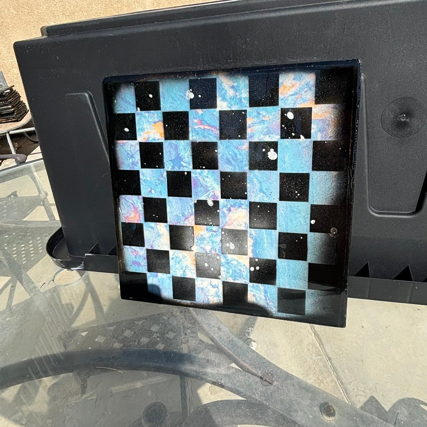 Ruby Blue - Resin Coated Chess Board