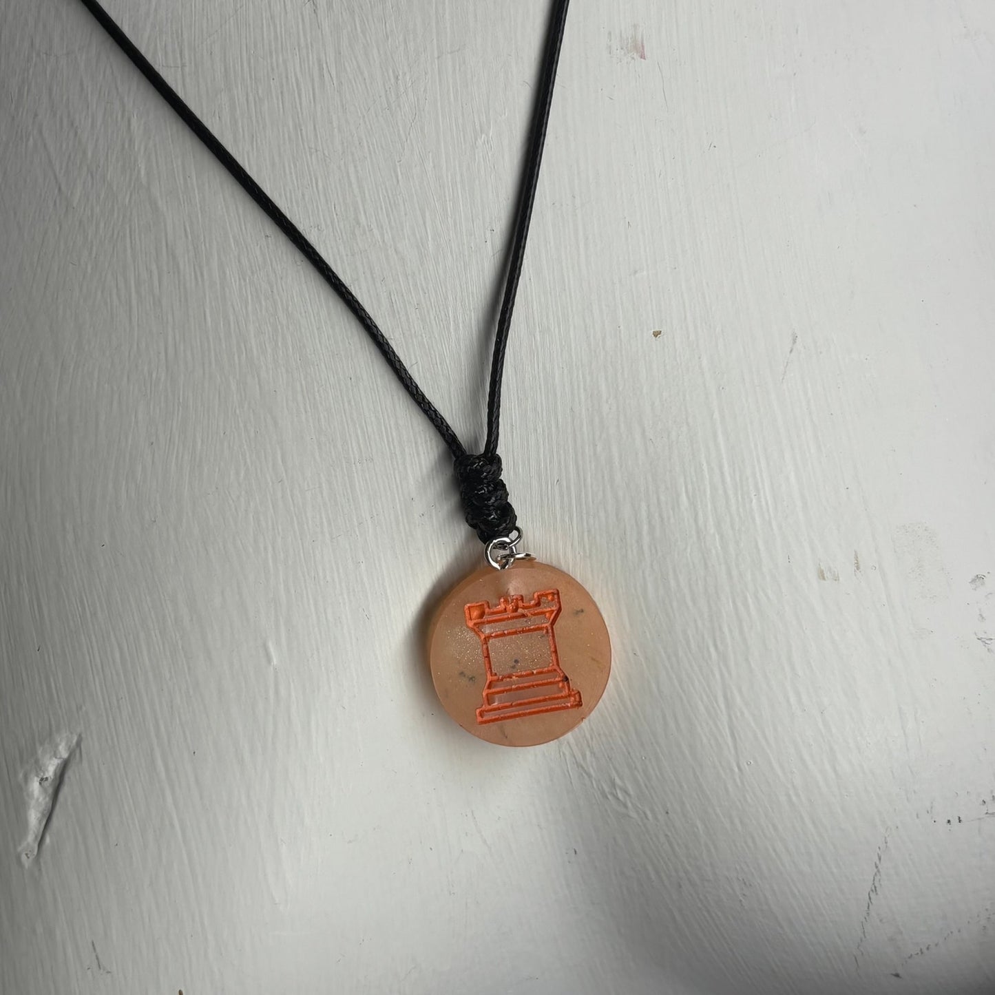 Sunset Orange - Handmade Resin Chess Necklace