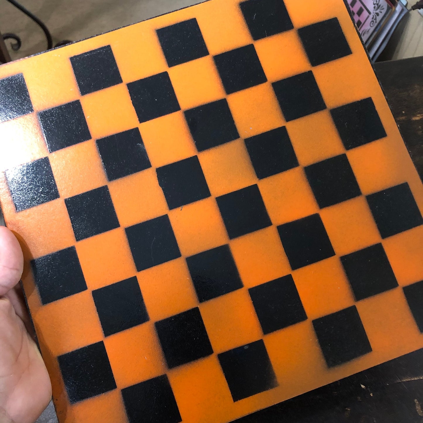 Orange & Black - Painted Chess Set