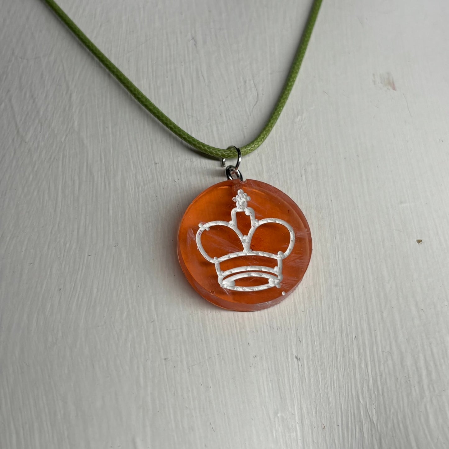 Translucent Orange King - Handmade Resin Chess Necklace