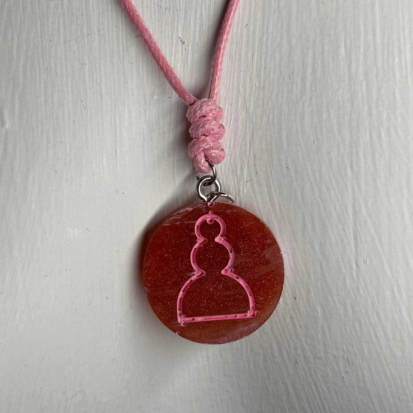 Classy Pink Pawn - Handmade Resin Chess Necklace