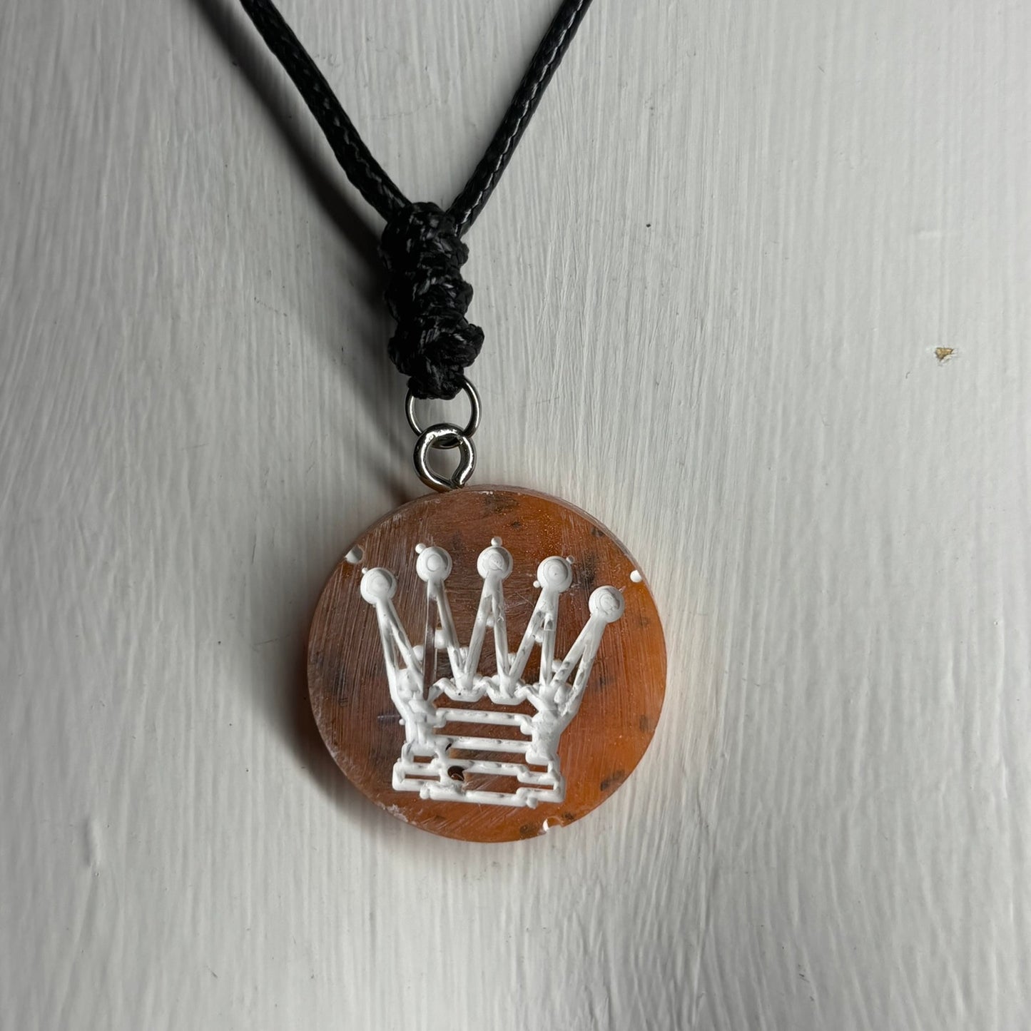 Orange Crystal Queen - Handmade Resin Chess Necklace